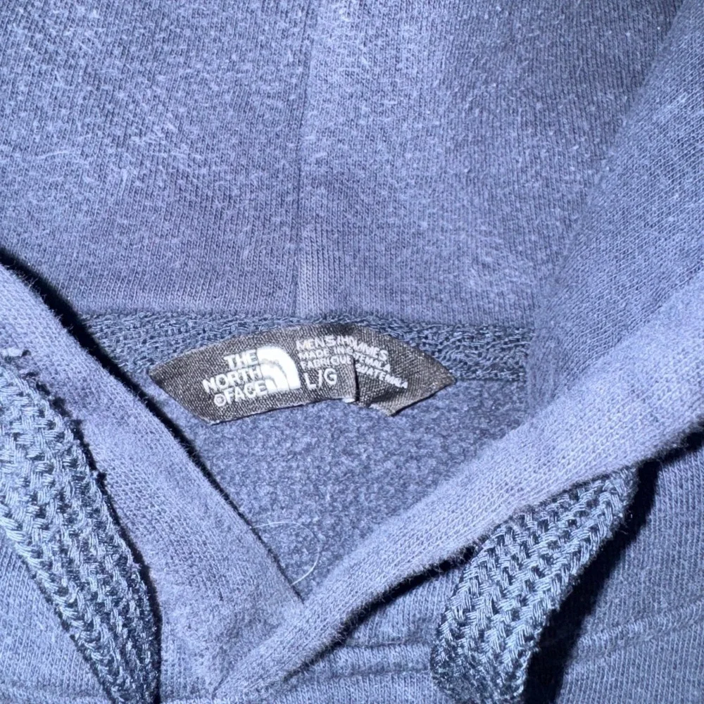 The North Face Hoodie Men‎ Large Navy Blue Good Pullover Graphic Box Logo Fleece